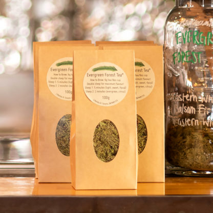Canadian herbal tea, local, organic, evergreen tree tip tea.