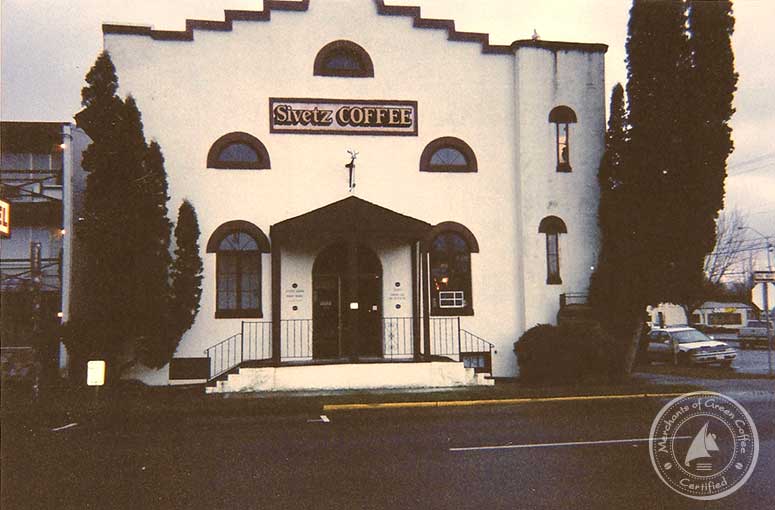 Photo of the front of Sivetz's famous Coffee church in Corvalis, Oregon.