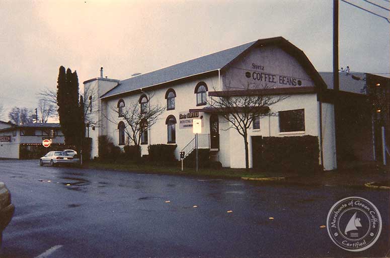 Photo of the side view of the famous Sivetz Coffee church in Corvalis, Oregon.